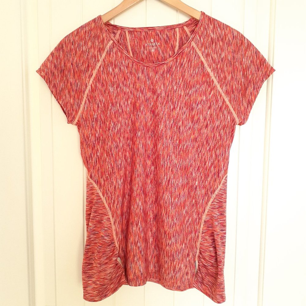 Athleta Pop Space Dye Short Sleeve Tee Orange Size M